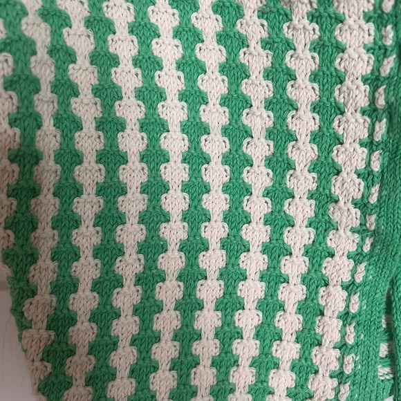 Zara Green/Cream Knit Lace Up Crop Top size S - Picture 2 of 5